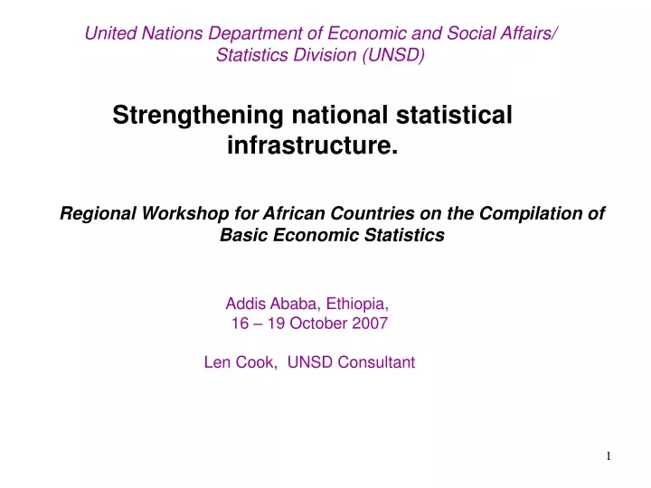 regional workshop for african countries on the comp ilation of basic economic st atistics