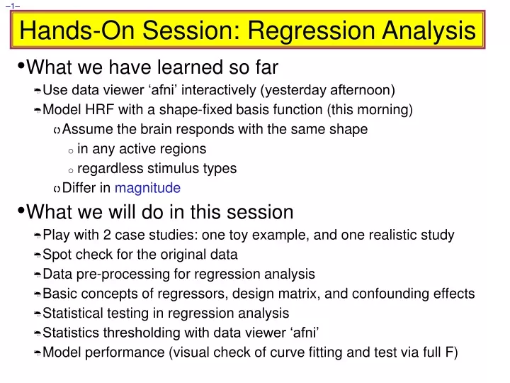 hands on session regression analysis