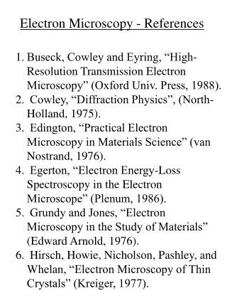 Electron Microscopy - References