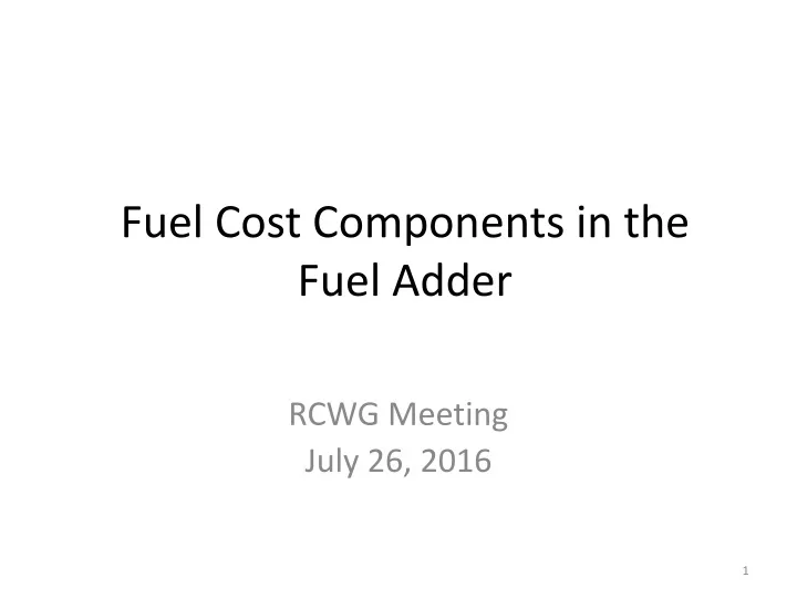 fuel cost components in the fuel adder