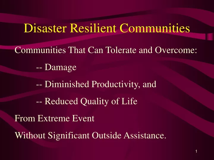 disaster resilient communities