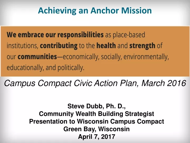 achieving an anchor mission