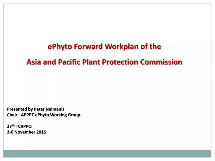 ephyto forward workplan of the asia and pacific