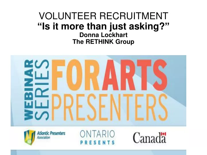 volunteer recruitment is it more than just asking donna lockhart the rethink group