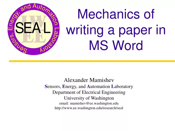 mechanics of writing a paper in ms word