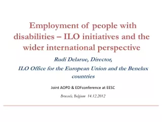 Employment of people with disabilities – ILO initiatives and the wider international perspective