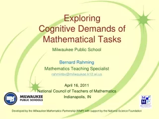 Exploring  Cognitive Demands of Mathematical Tasks