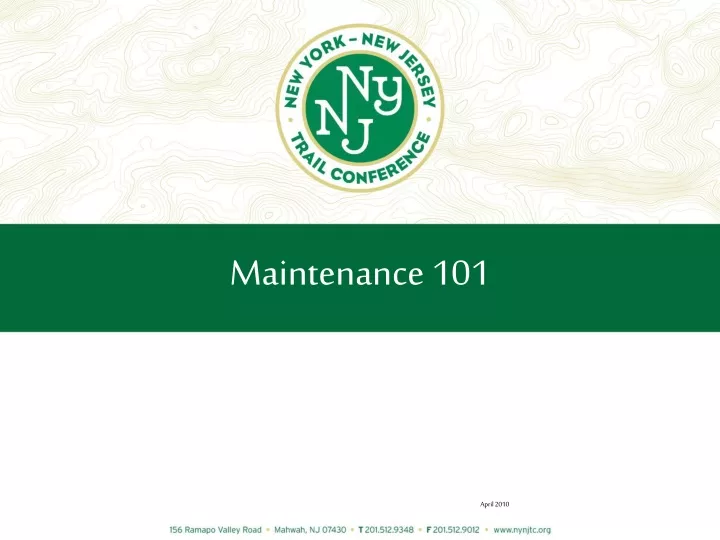 maintenance 101