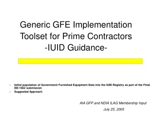 Generic GFE Implementation Toolset for Prime Contractors -IUID Guidance-