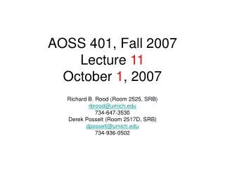 AOSS 401, Fall 2007 Lecture  11 October  1 , 2007
