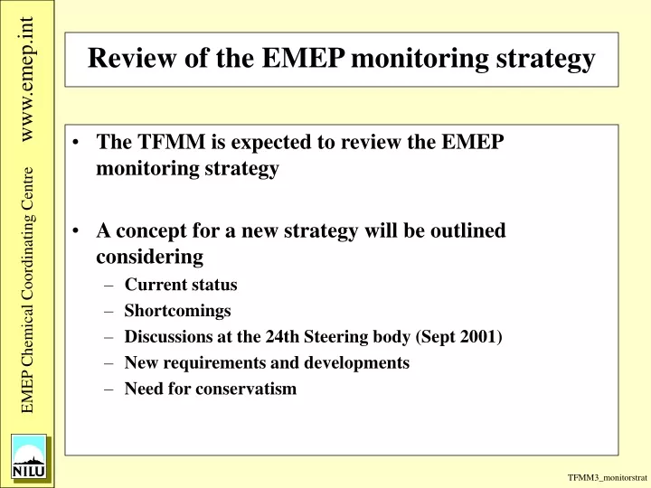 review of the emep monitoring strategy