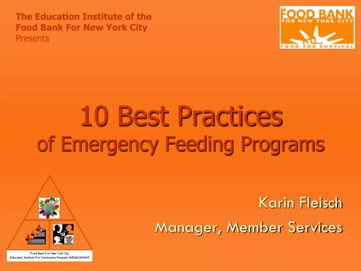 10 best practices of emergency feeding programs