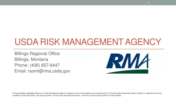 usda risk management agency