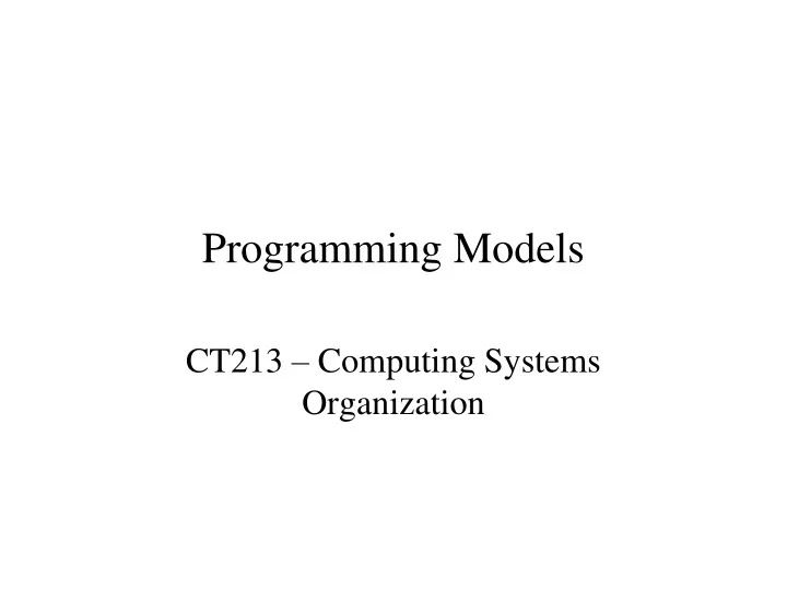 programming models