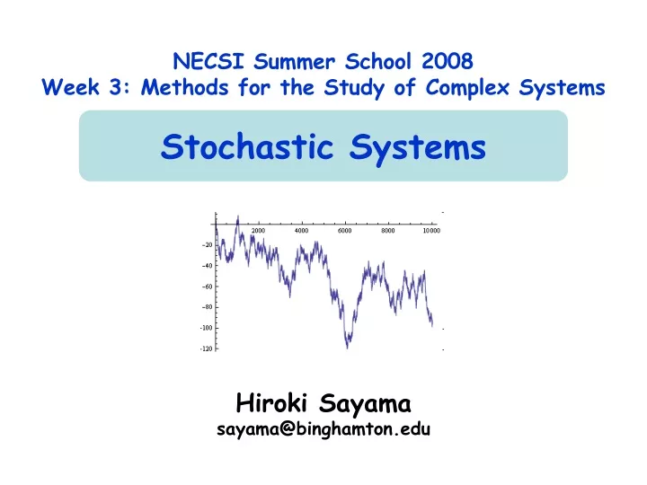 necsi summer school 2008 week 3 methods for the study of complex systems stochastic systems