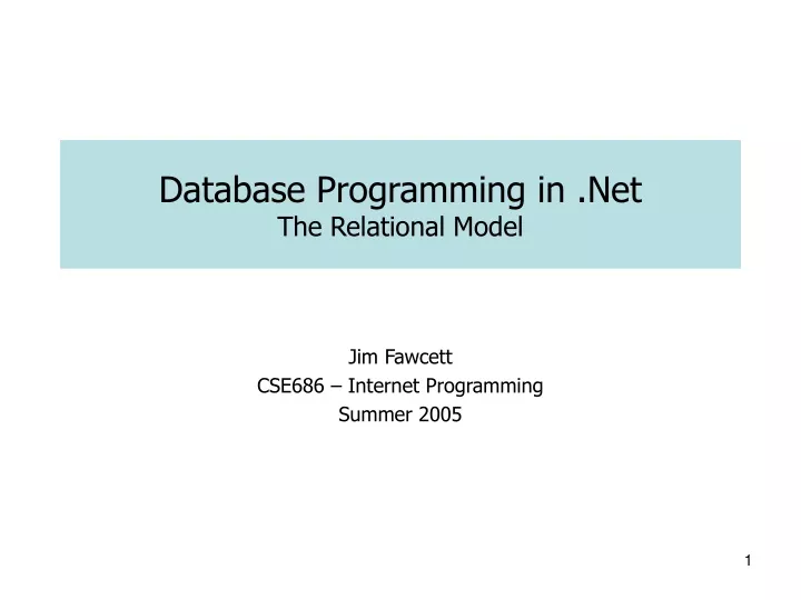 database programming in net the relational model