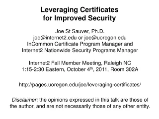 Leveraging Certificates  for Improved Security