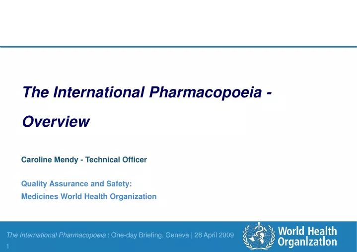 the international pharmacopoeia