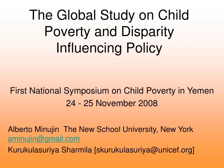 the global study on child poverty and disparity influencing policy