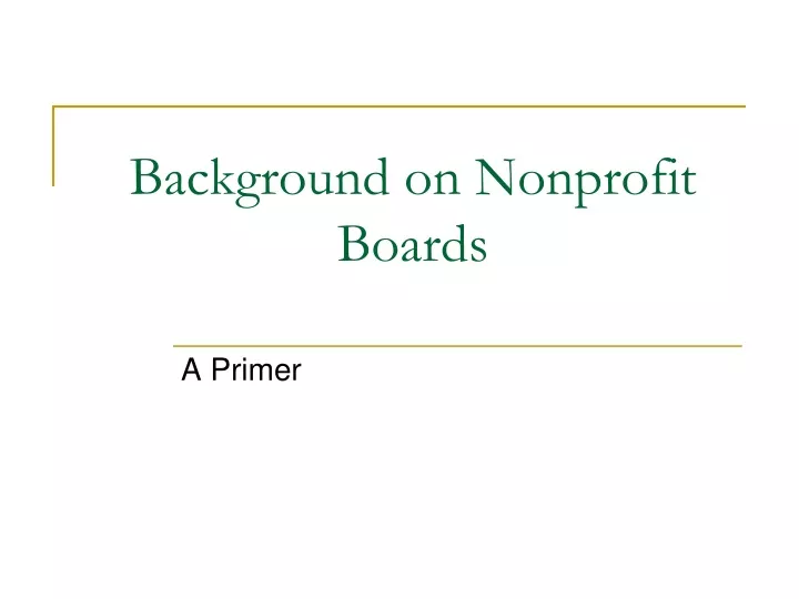 background on nonprofit boards