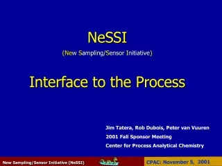 NeSSI (Ne w  S ampling/ S ensor  I nitiative ) Interface to the Process
