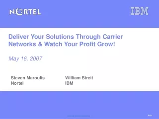 Deliver Your Solutions Through Carrier Networks &amp; Watch Your Profit Grow!  May 16, 2007