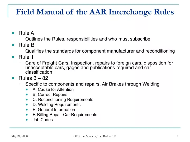 field manual of the aar interchange rules