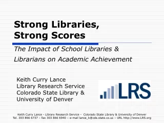 Keith Curry Lance Library Research Service Colorado State Library &amp;  University of Denver