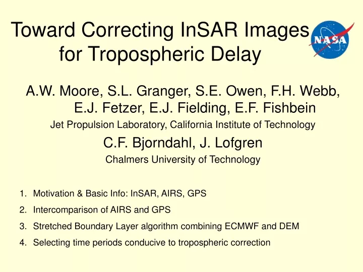 toward correcting insar images for tropospheric delay