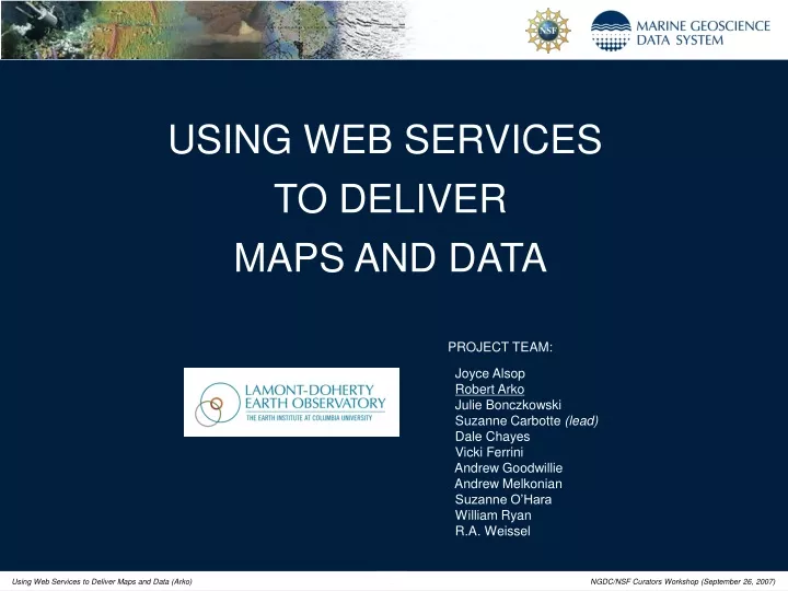 using web services to deliver maps and data