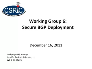 Working Group 6:  Secure BGP Deployment