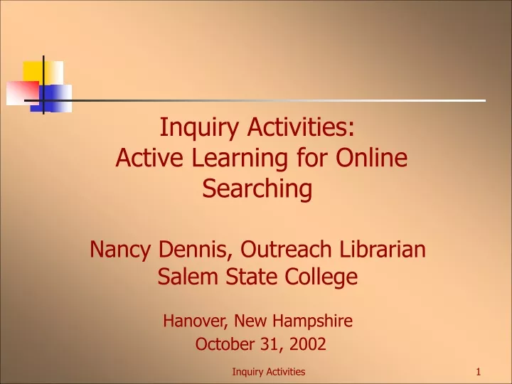 inquiry activities active learning for online searching