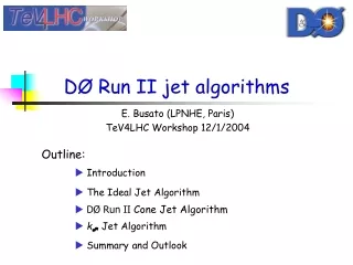 D Ø  Run II jet algorithms