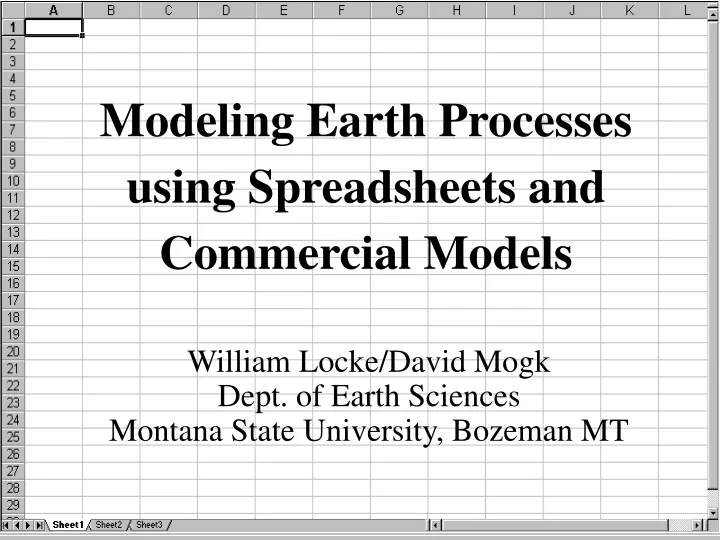 modeling earth processes using spreadsheets and commercial models