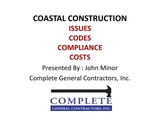 COASTAL CONSTRUCTION ISSUES CODES COMPLIANCE COSTS