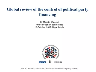 Global review of the control of political party financing