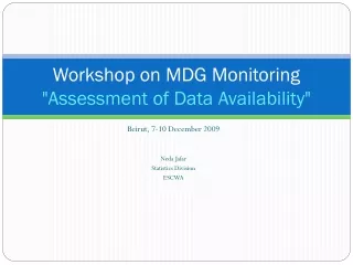 Workshop on MDG Monitoring &quot;Assessment of Data Availability&quot;