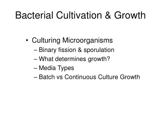 Bacterial Cultivation &amp; Growth