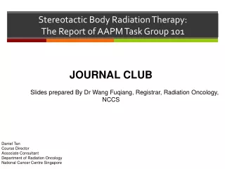 Stereotactic Body Radiation Therapy:  The Report of AAPM Task Group 101