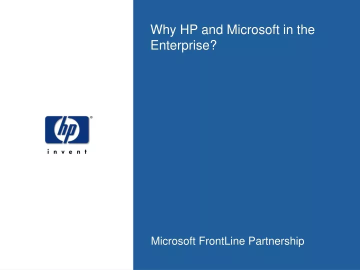 why hp and microsoft in the enterprise