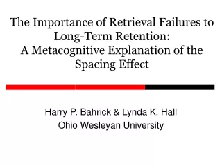 Harry P. Bahrick &amp; Lynda K. Hall Ohio Wesleyan University