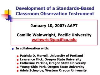 Development of a Standards-Based Classroom Observation Instrument