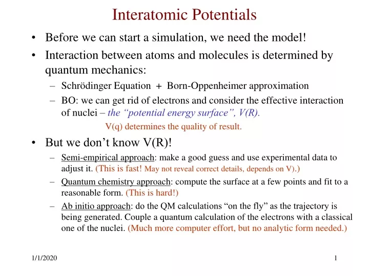 interatomic potentials