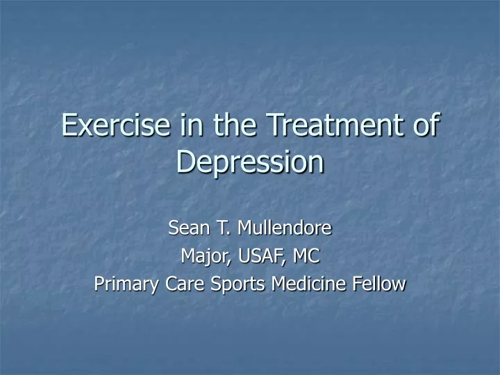 exercise in the treatment of depression
