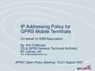 APNIC Open Policy Meeting: 19-21 August 2001