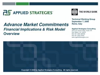 Advance Market Commitments Financial Implications &amp; Risk Model Overview