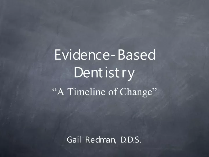 evidence based dentistry