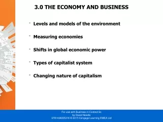 3.0 THE ECONOMY AND BUSINESS
