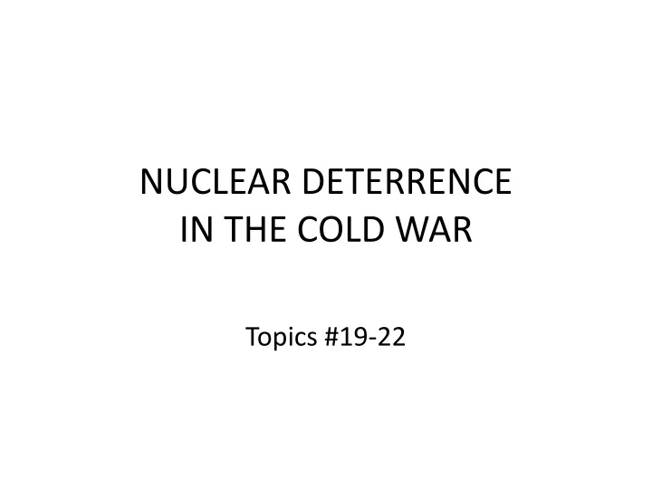 nuclear deterrence in the cold war