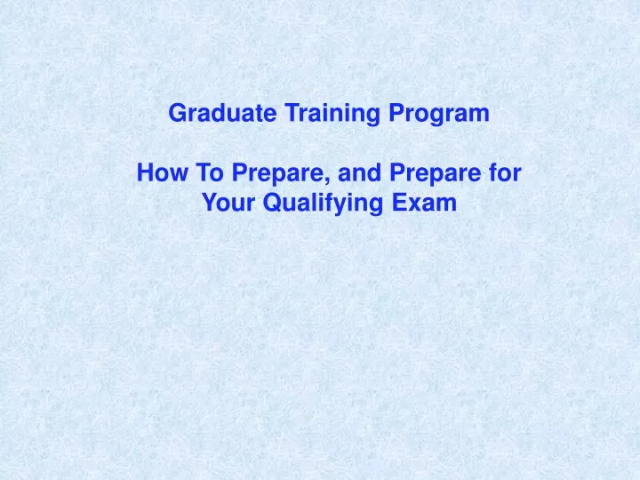 graduate training program how to prepare